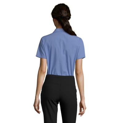 SOLS Dames/Dames Escape Poplin Business Shirt met korte mouwen (Middenblauw)