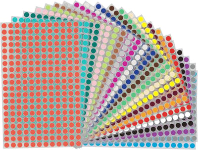 Kleurige 8mm Puntstickers, 6160 Stuks Zelfklevende Labels voor Kantoor en School, 22 Kleuren, Perfect voor Organisatie en Codering