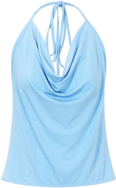 Modieuze Sunkissed Haltertop met Open Rug – Trendy Damestop met Neksluiting – Stijlvolle Mouwloze Top - Blauw - S