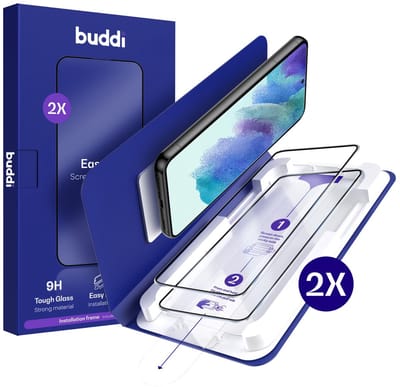2-Pack Screenprotector Geschikt voor Samsung Galaxy S21 FE - Buddi Easy Fit Tempered Glass met Installatietray - 9H+ Gehard Glas - Case Friendly Glasplaatje - Eenvoudige montage