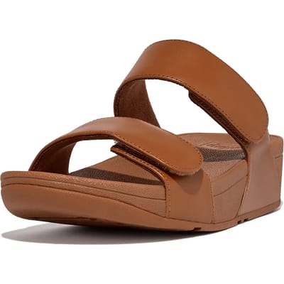 FitFlop Lulu Adjustable Leather Slides Dames Slippers - Zwart