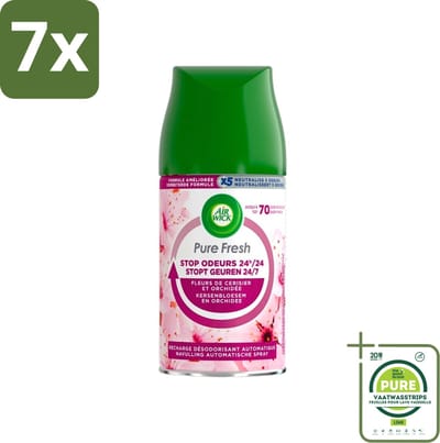 7 x Air Wick Freshmatic Max Pure Fresh Cherry Blossom & Orchid 250 ml - Grootverpakking - Luchtverfrisser - Geurverspreider - Aziatische Kersenbloesem - Air Wick Freshmatic - Navulling