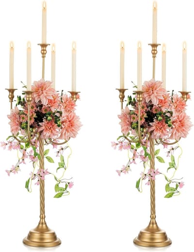 Gouden Kandelaar 94cm Hoog 5 Arm Vloer Staande Kandelaars - Kerst Tafel Centrepiece - Vintage Candleardra Voor Bruiloft Receptie Vakantie Feest Schoorsteenmantel