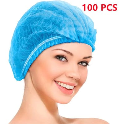 Lot de 100 bonnets bouffants jetables de 53,3 cm, couvre-tête élastique anti-poussière pour le service, le sommeil, le bain, la douche, la beauté, l'hôtel