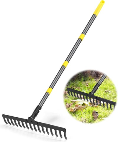 Houten Tuinhark 180 cm - Zware Metalen Booghark met 16 Tanden voor Efficiënt Tuinieren