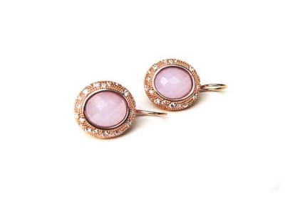 model Bonbon oorringen in zilver roze verguld gezet met roze steen