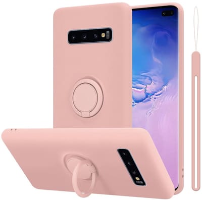 Cadorabo Hoesje geschikt voor Samsung Galaxy S10 PLUS in LIQUID ROZE - Beschermhoes van flexibel TPU silicone Case Cover met ring