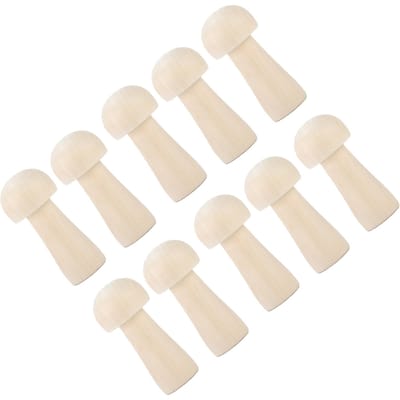 10 pcs Décor Champignon Forme Mignonne DIY Peignable Petites Créations en Bois pour Préscolaires Enfant white