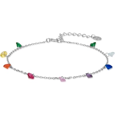 Luxenter Armband in 925 sterling zilver met veelkleurige gerhodineerde zirkonia's - Rolcon