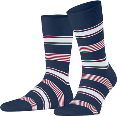 FALKE Marina Stripe versterkt duurzam katoen sokken heren blauw - maat 39-40