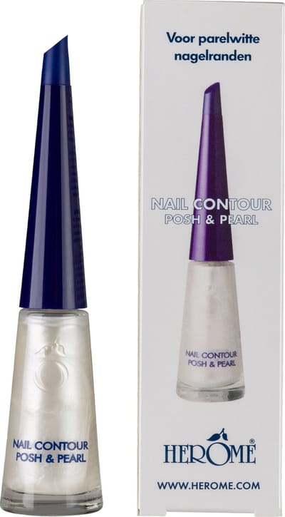 Herome Nail Contour Nagellak Posh & Pearl - Verstevigende Nagellak voor chique parelmoerkleurige Nagelranden - Laat het Nagelbed Langer lijken - 10ml.