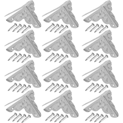 12 stuks Houten Kist Sieraden Geschenkdoos Hoek Decoratieve Beschermers IJzeren Randafdekking Bescherming Zilver Silver white