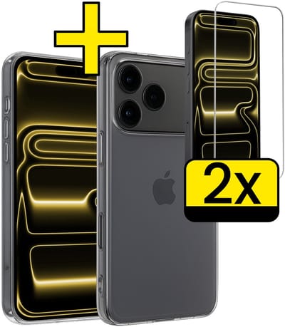 Hoesje - Met 2x Screenprotector - Geschikt voor Apple iPhone 17 Pro Max - Sterk & Shockproof - Back Cover - Siliconen Case - Telefoon Hoes - Telefoonhoesjes - Transparant