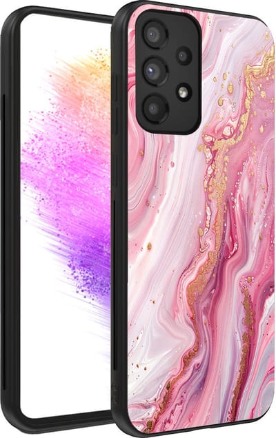 Smartphonica Telefoonhoesje geschikt voor Samsung Galaxy A73 5G met marmer opdruk - TPU backcover case marble design - Roze geschikt voor Samsung Galaxy A73 5G