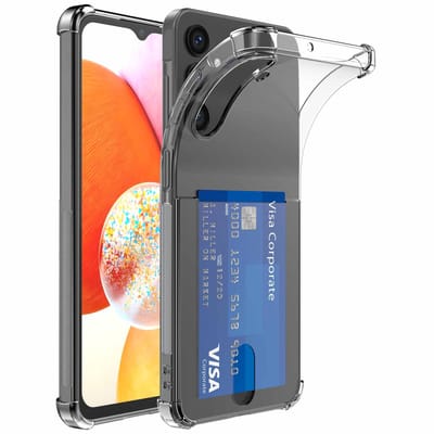 Geschikt voor Samsung Galaxy A14 Telefoonhoesje met Pasjeshouder Shockproof - Cardslot Back Cover Case Anti-Shock - Telefoonhoesje met Kaarthouder Transparant Doorzichtig - ProtX