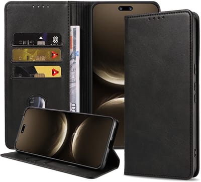 Geschikt voor Huawei Nova 14 Ultra Telefoonhoesje Kunstleer met Magnetische sluiting en Pasjeshouder Bookcase met Klepje - Walletcase with Cardslot - Zwart - Smartphonica geschikt voor Huawei Nova 14 Ultra