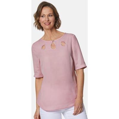 Elegante blouse met prachtige halslijn - rosé - Gr. 42 van Goldner Fashion