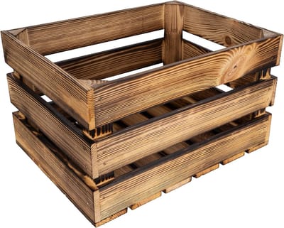 Creative Deco Houten krat decoratie fruitkisten | Gevlamd | 40 x 30 x 23 cm | fruitkrat wijnkratten appelkrat | Ideaal voor cadeau houten kist boekenkast Speelgoedkist