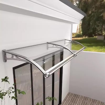 Deurluifel - Regenbescherming - Buiten - Gebogen polycarbonaat - 24 x 87 cm - Transparant