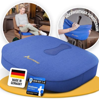 Orthopedisch Zitkussen voor Bureaustoel en Auto - Comfortabel Stoelkussen voor Stuitbeen (Blauw, Hard, Geschikt tot 125 kg)