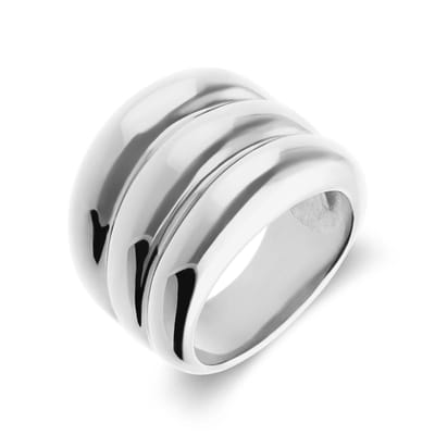 Lucardi Dames Stalen ring met ribbels - Ring - Staal - Zilverkleurig - 16 / 50 mm