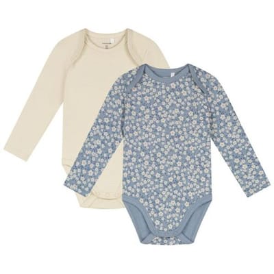 Prénatal romper flower 2 stuks Blue 50/56 unisex