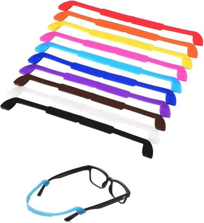 Allecto Plus - Brillenhouder van Silicone voor Kinderen - 10 Kleuren - Pak van 10stuks - Verstelbare Brillenband met searchwoorden: kinderbril, brilhouder, kinderaccessoires.