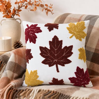 Herfst Handdoek Geborduurde Sierkussenhoes Kussens Esdoornblad Eikel Bank Sierkussenhoes Woonkamer Decoratieve Kussenhoezen 45x45cm