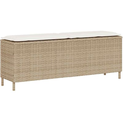 vidaXL - Tuinbank - met - kussen - 110x30x40,5 - cm - poly - rattan - beige