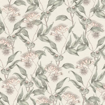 Bloemen behang Profhome 394304-GU vliesbehang hardvinyl warmdruk in reliëf licht gestructureerd met bloemmotief mat wit grijs groen 5,33 m2