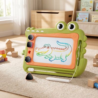 TEKROA® Magnetisch Tekenbord voor Kinderen & Peuters - Tekenborden - Educatief Speelgoed vanaf 3Jaar - Met Pen en 4 Stempels - Magisch Tekenbord