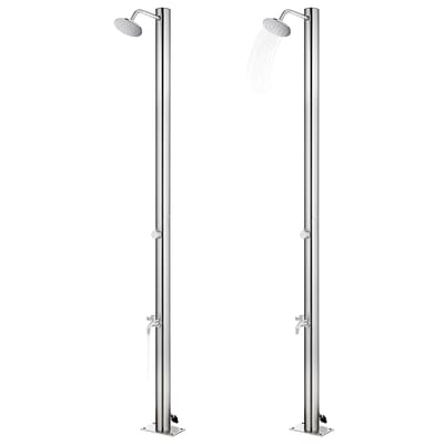 vidaXL - Buitendouche - met - grijze - basis - 220 - cm - roestvrij - staal