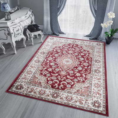 Tapiso Dubai Vloerkleed Rood Modern Oriental Oosters Tapijt Maat- 60x100