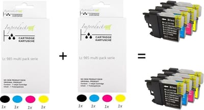 Improducts® Inkt cartridges - Alternatief Brother LC985 / LC-985 / 985 8 stuks