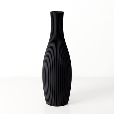 Fleuriek - Smalle Hoge Vaas - Zwart - H30 cm - Dunne Japandi Vaas - Minimalistische designvaas - Decoratieve vaas vensterbank of tafelvaas