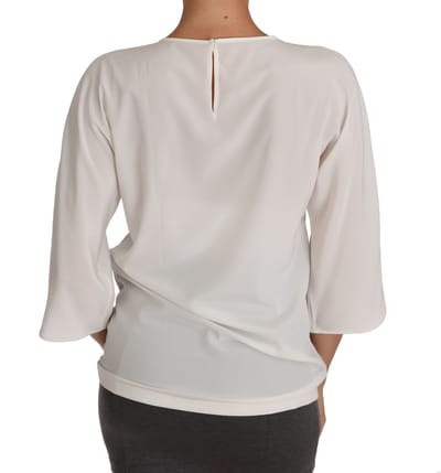 Dolce & Gabbana Witte Zijde #dgfamily Kristal T-shirt