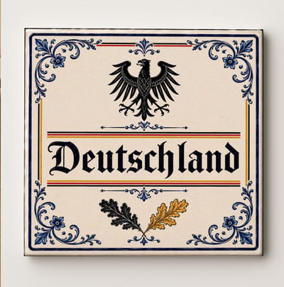 Duitsland Decoratieve Keramische Tegel – Deutschland Adelaar Design – Klassieke Zwart Rood Goud Wanddecoratie Tegel – Vaderlands Woondecoratie Cadeau