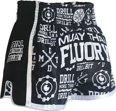 Fluory Kickboks Broekje Muay Thai Short Drill Zwart - XS