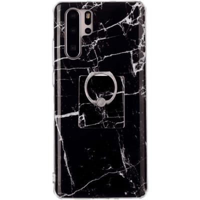 CaseBody Huawei P30 Pro Marble Case met Ringhouder Zwart