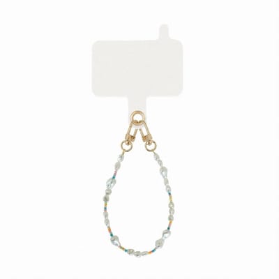 xoxo Wildhearts telefoonkoord met clip - Beachy Vibes Wit - Kort parelkoord met universele clip – praktisch en stijlvol – geschikt voor iPhone / Samsung