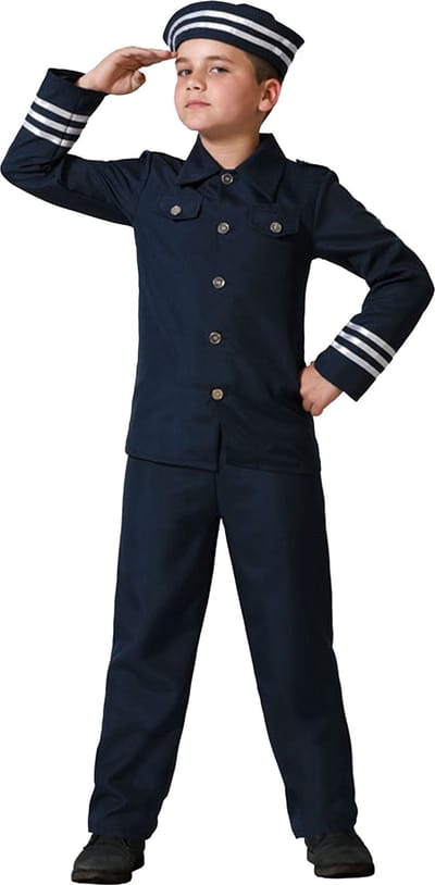 Atosa Matroos/zeeman verkleed kostuum - blauw - voor kinderen - 3-delig - beroepen verkleedkleding 116