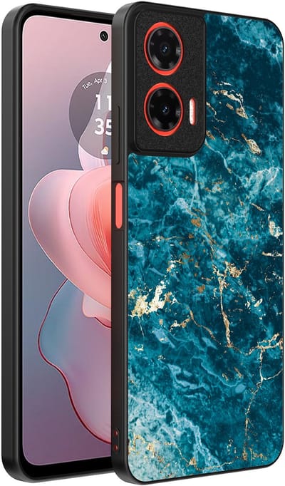 Smartphonica Telefoonhoesje Geschikt voor Motorola Moto G Power 2024 met marmer opdruk - TPU backcover case blue marble design - Blauw geschikt voor Motorola Moto G Power 2024