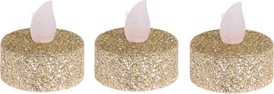 Ambiance Light LED waxinelichtjes - 6x stuks - goudkleurig - 4 cm - op batterij - kerstverlichting
