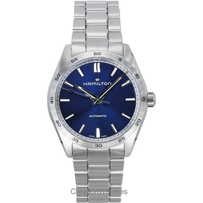 Hamilton Jazzmaster Performer Roestvrij Staal Blauwe Wijzerplaat Automatisch H36215140 100M Herenhorloge blauw