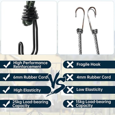 8 stuks groene spanrubbers met haak, expander met haak, hoge rekbaarheid, 16 cm zeilspanner, zeer belastbare spanbanden, rubberen spanners