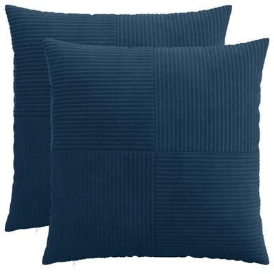 vidaXL - Kussensloop - 2 - pcs - ALMELO - Marineblauw - 65 - x - 65 - cm - corduroy