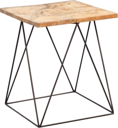 Bijzettafel Hout - Houten Tafel - Woonkamer Decoratie - Natuurlijke Uitstraling - 40 x 40 x 48 cm - Houtkleur