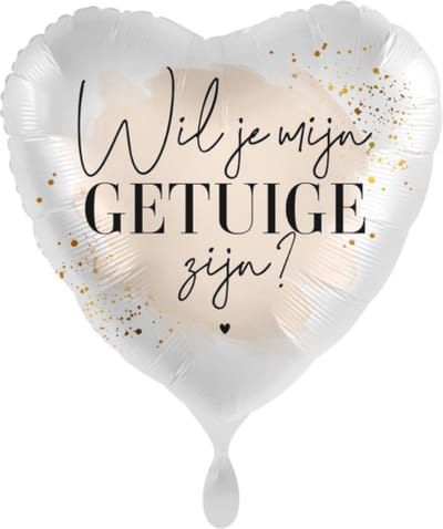 Folieballon Getuige - Wit - voor helium of lucht - liefde - trouwen - bruiloft - aanzoek