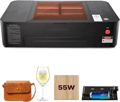 CO2-lasergraveermachine - Lasersnijder tafelmodel - 55W - 50x30 cm - 16MP-camera - Waterpomp en roterende as - Compatibel met graveersoftware - Voor hout, acryl, glas