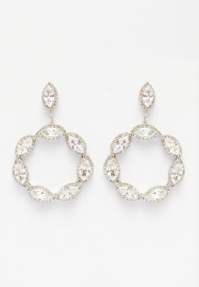 AVANT-GARDE PARIS Crystal Oorbellen - Rond 4cm - 1 stuk - Rhodium Plating voor Elegante Look